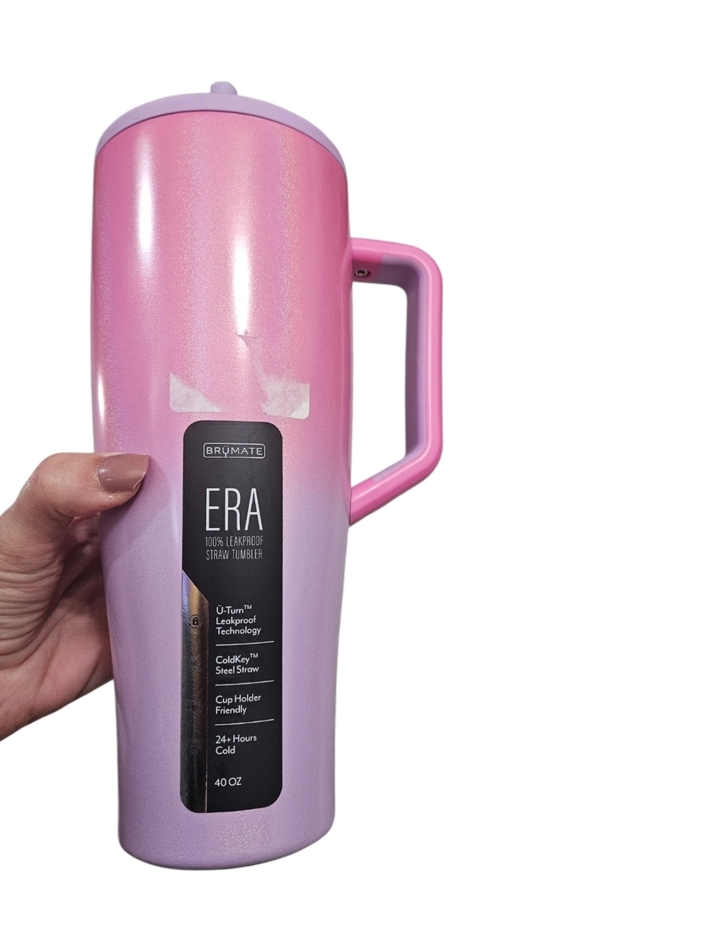 Brumate ERA 40 oz Pink Cotton Candy Ombre Travel Tumbler NEW